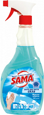 Засіб миючий для скла та дзеркал SAMA Морозна свіжість з розпилювачем 0,5 л
