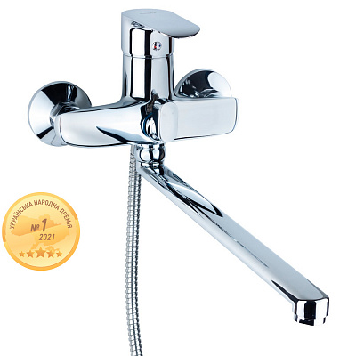 Смеситель для ванны Aquatica KN 40 мм гусак прямой 350 мм дивертор встроенный картриджный (9738220)