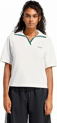 Поло Adidas W CP POLO WHITE/CGREEN JZ0191 р.M белый