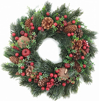 Венок хвойный New Star заснеженный с шишками и ягодами d360 мм C3201211 