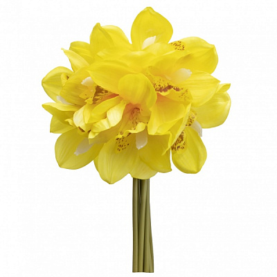 Букет орхидей искусственный 7 цветков 30 см (желтый) 631284
