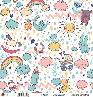 Бумага для скрапбукинга №9, 5шт/уп. 30.5х30.5 см 180 г/м² 