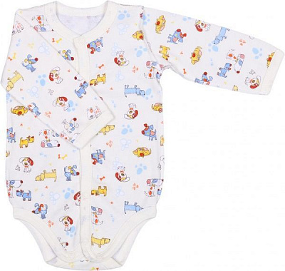 Полукомбинезон для девочки Татошка Собаки р.56 белый с принтом 14651глсбк 