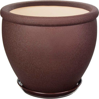 Горшок керамический Ориана-Запорожкерамика Вьетнам №1 шелк круглый 18л шоколадный (011-1-080) 