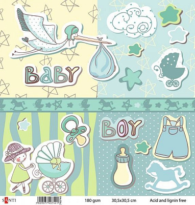 Бумага для скрапбукинга №4, 5шт/уп. 30.5х30.5 см 180 г/м² 