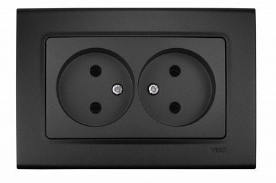 Розетка подвійна без заземлення Viko Linnera Life без шторок без кришки чорна ніч