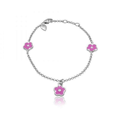 Браслет на цепочке UMa&UMi Цветочек розовый
