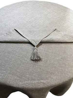 Скатертина з китицями 140x220 см сірий Галерея льону