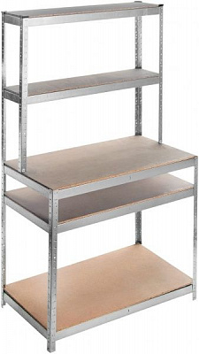Стеллаж-верстак Меткас с полками из ДСП 1800x1050x600 мм оцинкованный