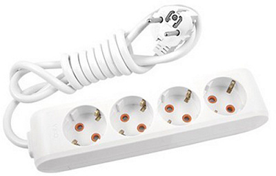 Удлинитель 16 А 230 В без заземления 4 гн. белый 3 м 90112403 