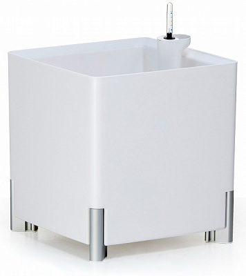 Горщик пластиковий Mondum Медітеранео 40x45x36 см (ніжки срібні) квадратний 36 л білий