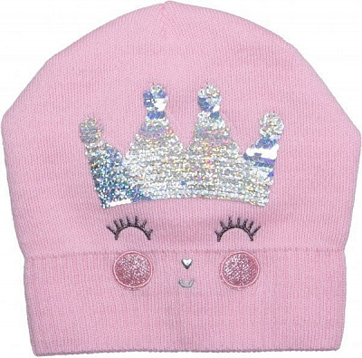 Шапочка детская для девочки Luna Kids р.48 сиреневый с розовым 2276 