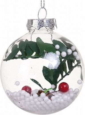 Декоративна підвіска Куля з декором 8x10 см прозорий NY21056