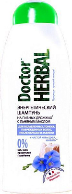 Шампунь-гель Dr Herbal На пивних дріжджах з лляною олією 400 мл