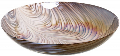 Блюдо Yalos Murano FILIGRANA MARRONE 9 см слоновая кость с коричневой филигранью и перламутровым эффектом 