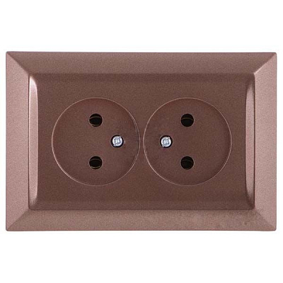 Розетка двойная Underprice Vesta коричневый металлик