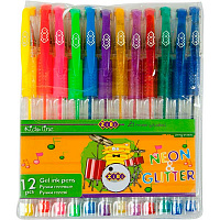 Ручка гелевая ZiBi Neon+Glitter 12 шт