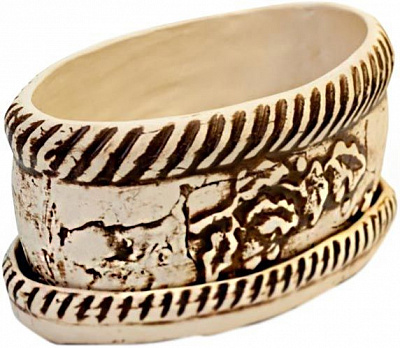 Горщик керамічний Плошка Дубок овальний 1,4 л бежевий