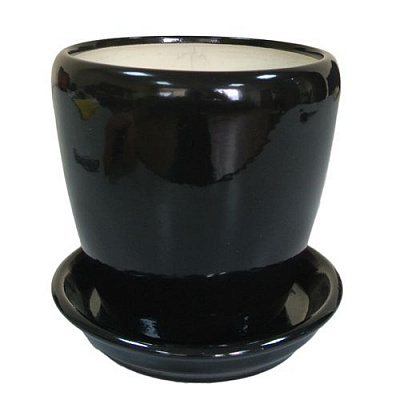 Горшок керамический Ориана-Запорожкерамика Грация №0 круглый 30л черный глянец 
