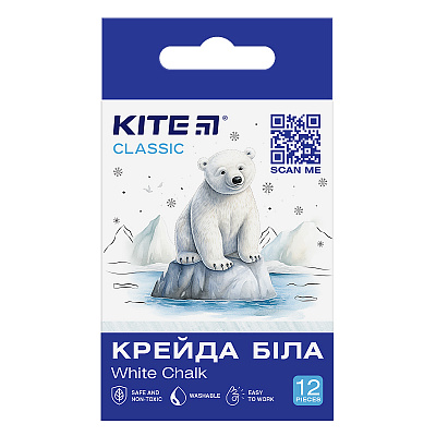 Крейда біла кругла 12 шт. Classic K-079-12 KITE