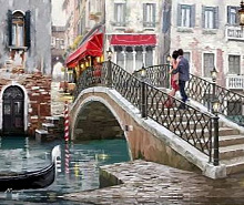 Картина стразами на подрамнике Мосты Венеции 40x50 см 188566 Діамантові ручки 