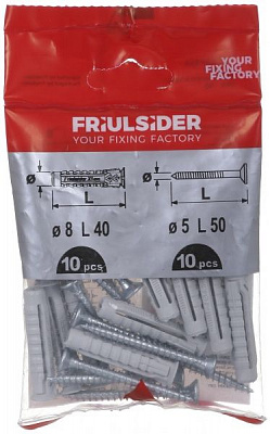Дюбель універсальний з універсальним шурупом 8x40 мм 10 шт. Friulsider