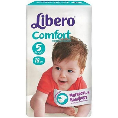 Подгузники Libero Comfort Fit 5 Maxi Plus 10-16 кг 18 шт