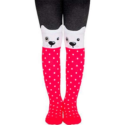 Колготки дитячі Conte-Kids TIP-TOP Собачки 445 р.104-110 темно-сірий з малиновим