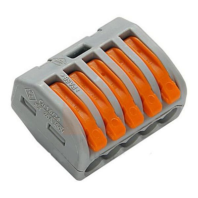 Клемма быстрого монтажа на 5 проводников с рычагами EMT 5x0,08-4/2,5 мм 3 шт. серый 