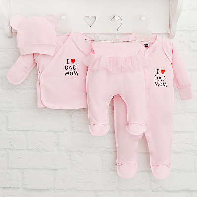 Комплект для новонароджених Blanka Люблю тата маму рожевий р.50-56 110910