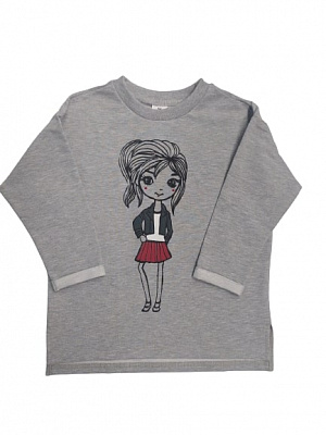 Джемпер для девочки Роза р.110 светло-серый меланж 210563 