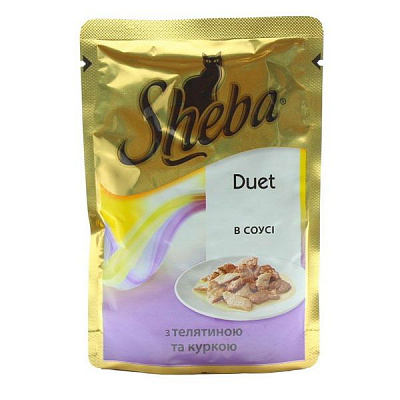 Корм Sheba Duet з телятиною і куркою в соусі 85 г