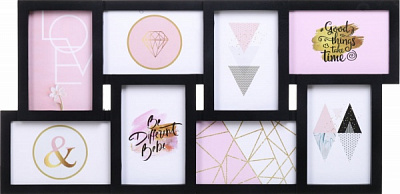 Фотоколаж BW 56,3х27,7х2 см 8 фото 10x15 см чорний