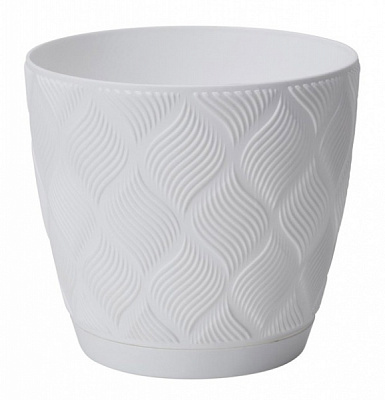 Вазон пластиковый Form-Plastic Флоу d15 см с подставкой круглый 1,7 л 201 Белая (5015-011) 