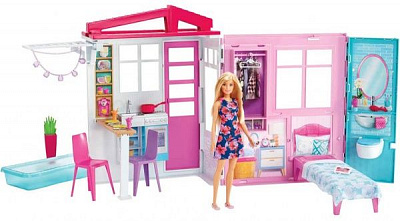 Игровой домик Barbie портативный раскладной с куклой FXG55