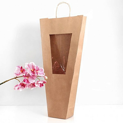 Пакет пакувальний для орхидей з прозорим вікном, крафт-папір, 120г/м2