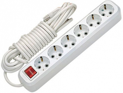 Удлинитель Makel с заземлением 6 гн. белый 5 м MGP234 