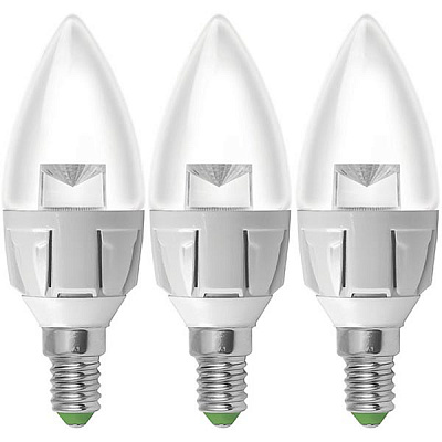 Лампа LED Eurolamp Candle 6 Вт E14 3000K прозора 3 шт