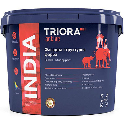 Краска акриловая структурная Triora India мат белый 15кг