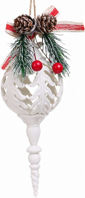 Декоративна підвіска Бурулька з декором 17x6 см HF20Y2-09W білий