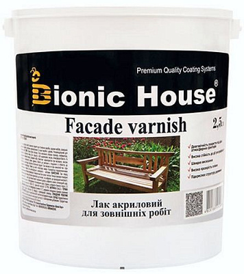 Лак для наружных работ Bionic House полумат бесцветный 2,5 л