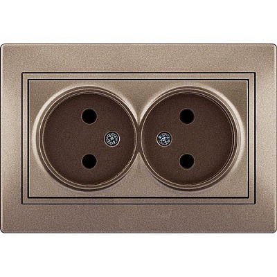 Розетка подвійна без заземлення Lezard Mira 16 А 250 В без шторок світло-коричневий