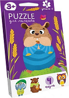 Пазли Danko Toys Puzzle для малюків Ведмідь, гіпопотам, хом'як, сова PFK-02