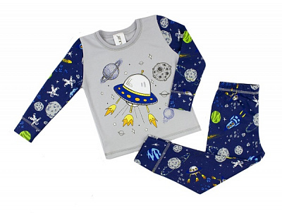 Пижама детская для мальчика Luna Kids Космос р.122-128 синий с рисунком 
