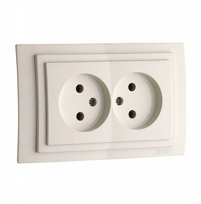 Розетка двойная без заземления Mono Larissa без крышки крем 103-171705-121