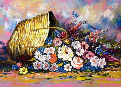 Репродукция Цветы в корзине 50x70 см Арт Фемелі 