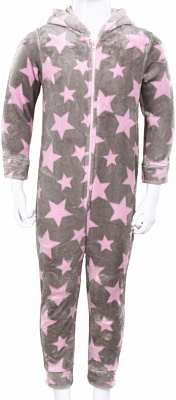 Кигуруми-пижама для девочек HW принт Звездочки р.158-164 коричневый/розовый 0347