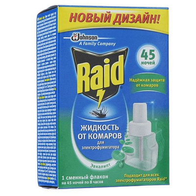 Рідина Raid для електрофумігатора 45 ночей с евкаліптом