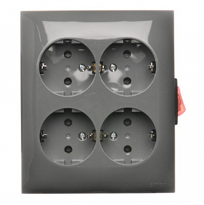 Розетка четверная с заземлением Simon Aquaclick IP20 серый ACGSZN4W1/16