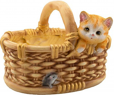 Кашпо декоративное Decoline Котенок с мышкой в корзинке